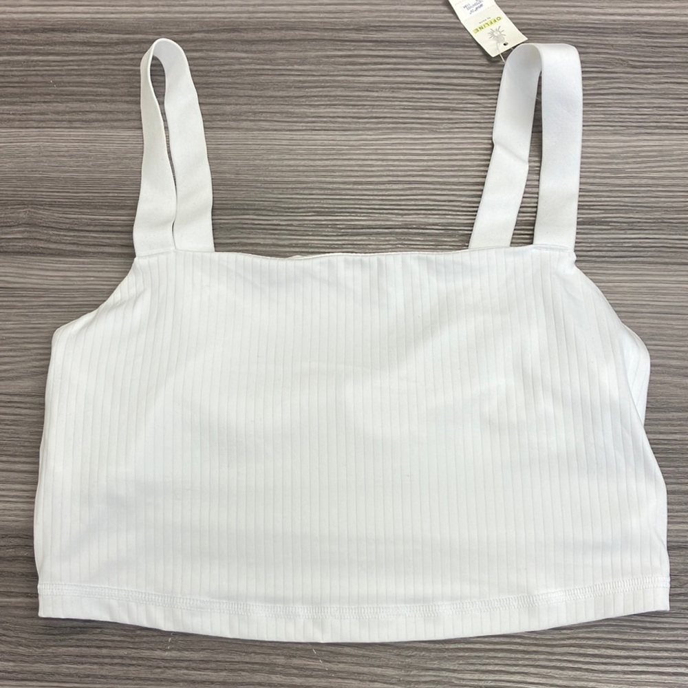 Aerie White Ribbed Bra